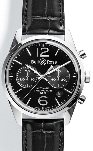 Bell & Ross Vintage BR 126 Officer Black Steel BRG126-BL-ST/SCR replica watch